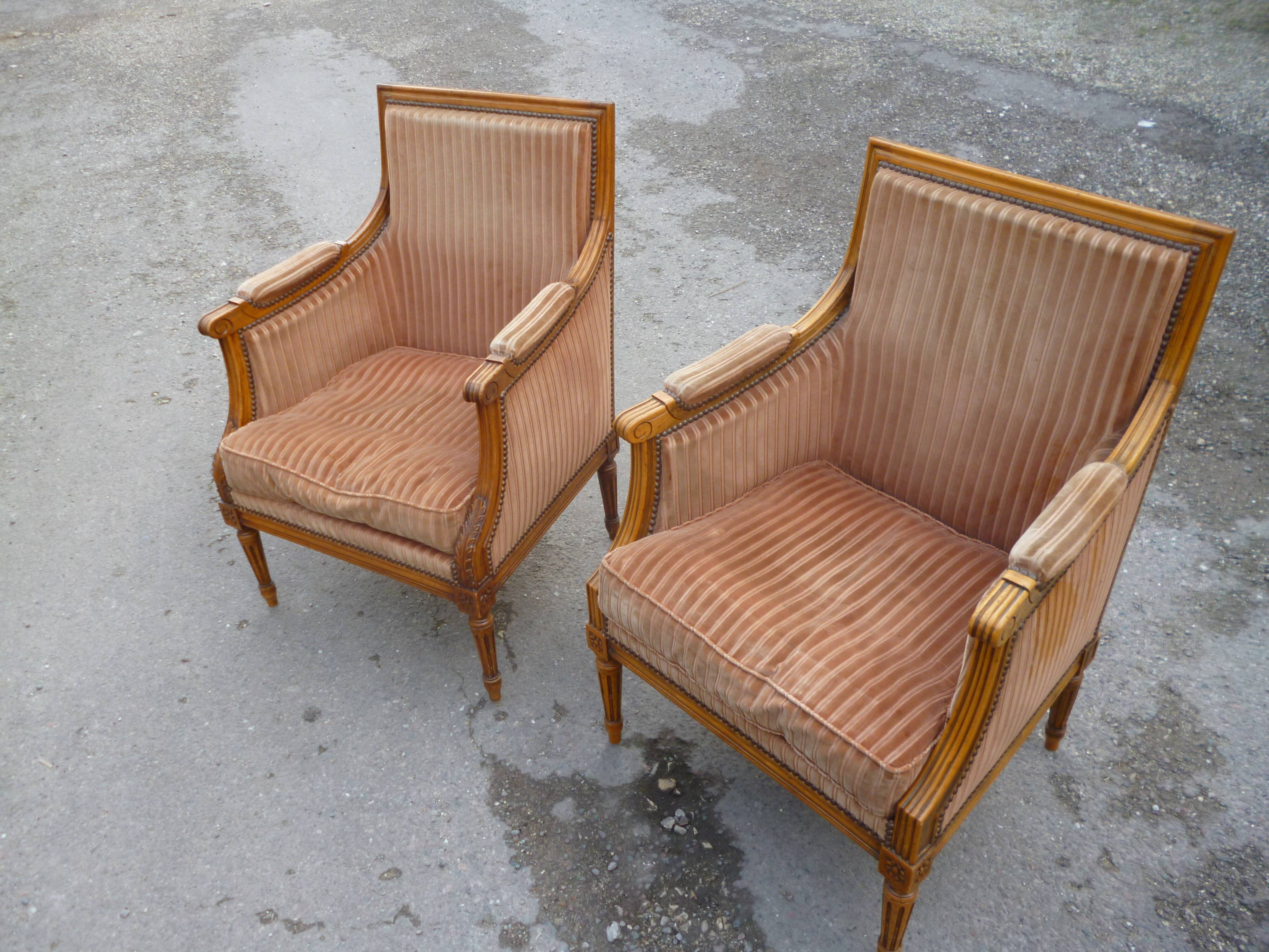 Pair of Louis XVI style armchairs