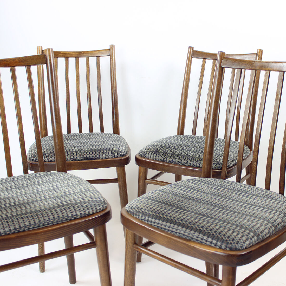 Set of 4 dining chairs in dark oak by ton, czechoslovakia 1960s
