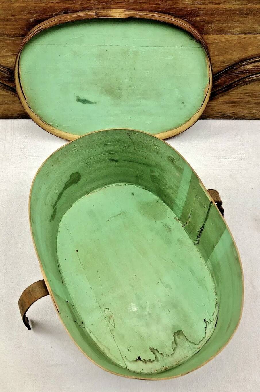 Old bent wood fur hat box