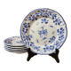 Ensemble de 6 assiettes à dessert décor bleu Moustiers