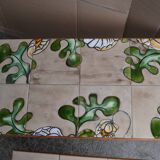 pull-out tables Vallauris, signed 'the wheel' ceramic, chrome foot