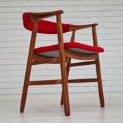 Danish armchair, 70s, reupholstered, kvadrat furniture wool, oak wood