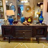 Brutalist African sideboard attributed to Berquin 1960