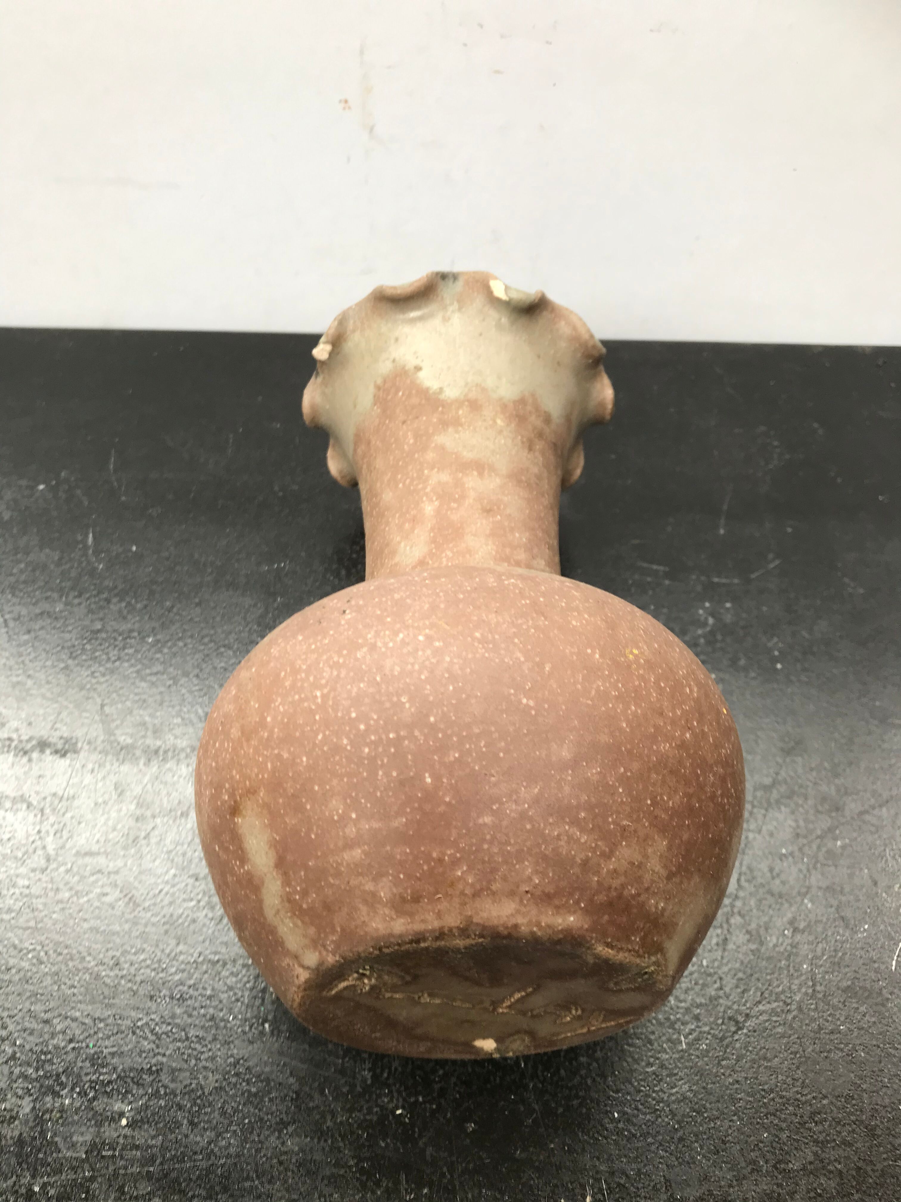 Former vase ball Accolay ceramics brown col corolle vintage