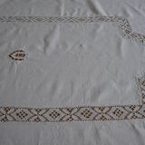 White linen tablecloth with embroidery 181cm/261cm