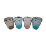 Set of 4 colored water glasses vintage 50s-60s