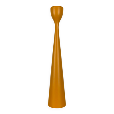 Grand Bougeoir en bois laqué jaune orangé