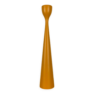 Large candle holder in orange-yellow lacquered wood