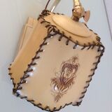 Brass bedside lamp and beige lampshade art deco style