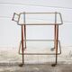 Wood and brass rolling dessert trolley, bar cart, server, trolley, 1950 Cesare Lacca for Arredoluce.
