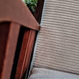 Art Deco armchair in solid oak and off-white corduroy, 1950s