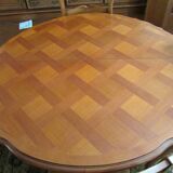 Extendable table and 4 straw chairs, cherry wood