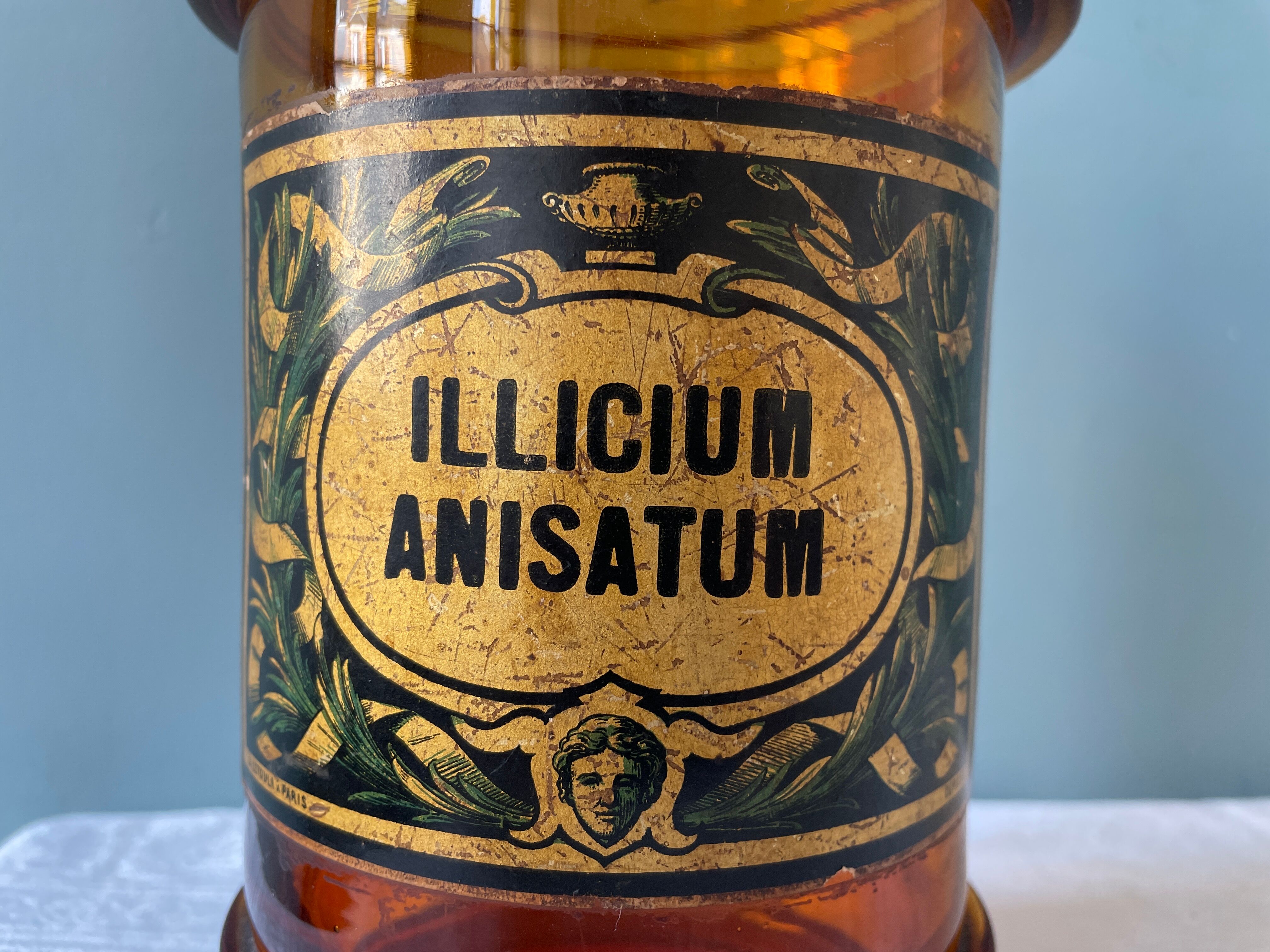 Amber brown glass medicine jar