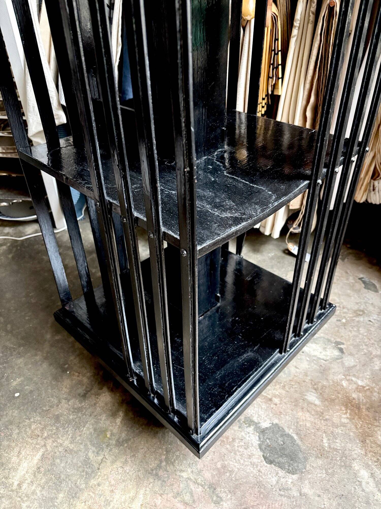 Napoleon III rotating bookcase in black wood