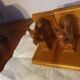 Vintage hand-carved wooden squirrel bookend