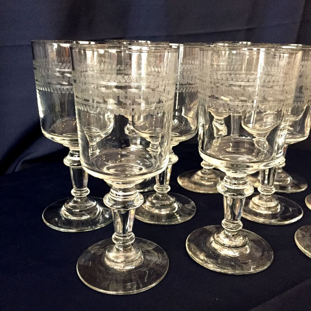 Suite of 11 glasses with liquor or port glass louis philippe