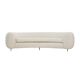 Curved Four-Seat Italian Sofa in White Bouclé Wool, Brass Legs