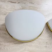 Pair of Limburg Glashütte wall lamp sconce opaline glass with golden detail