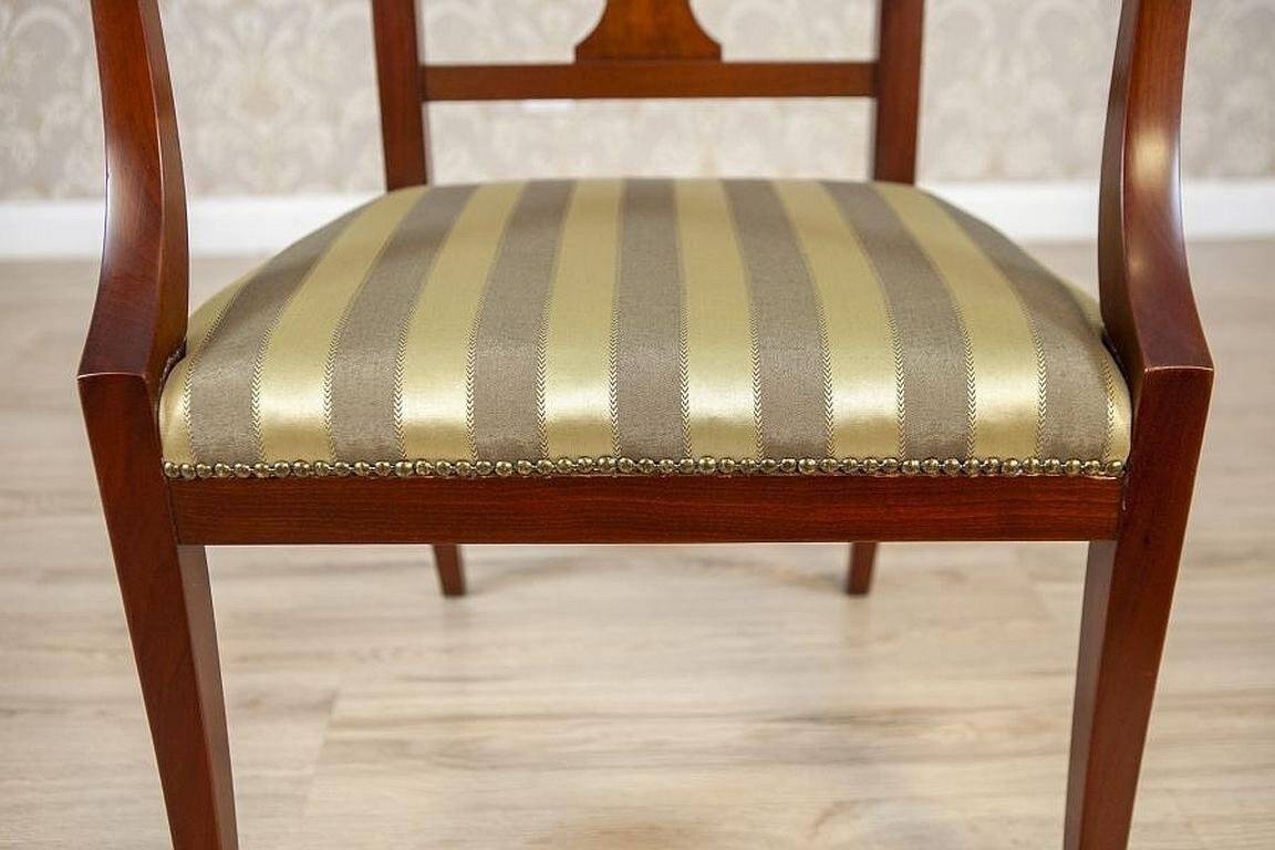 Set of Armchairs in Classicizing Forms in Striped Upholstery, 1990s