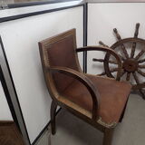 Paire de fauteuils bridge en cuir