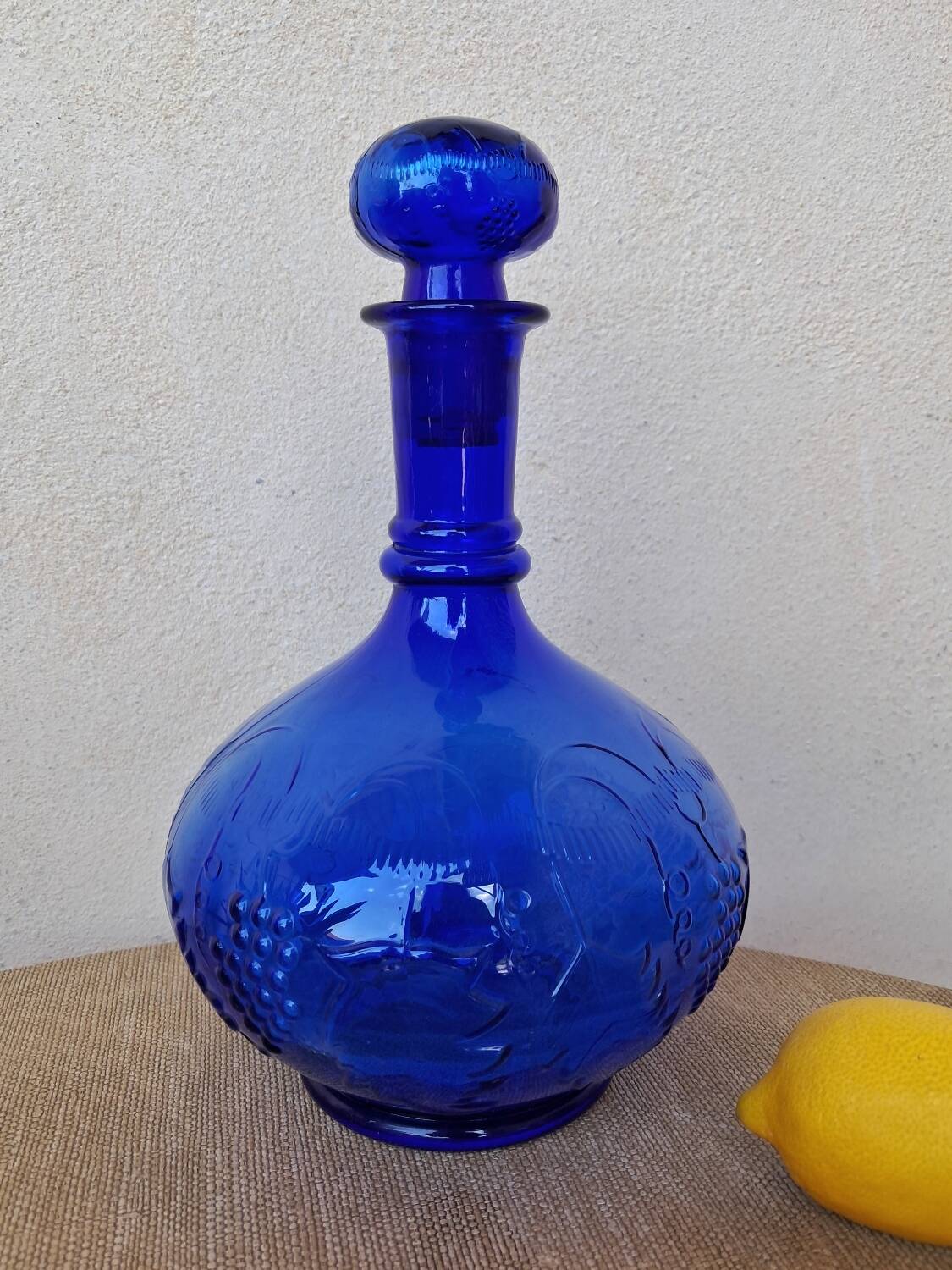 Blue glass carafe