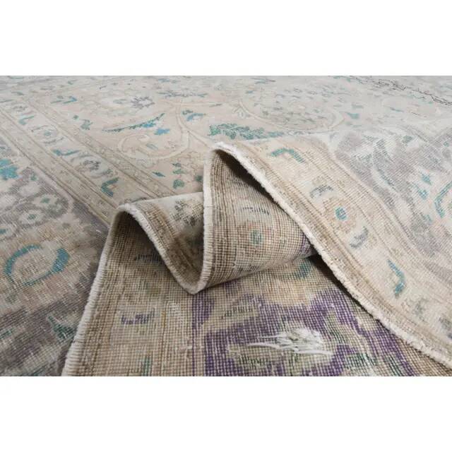 1970s Vintage Persian Handmade Wool Cotton Blue Area Rug 298x384