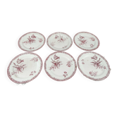 Lot de 6 assiettes à dessert début 20e Sarreguemines modèle Fontanges