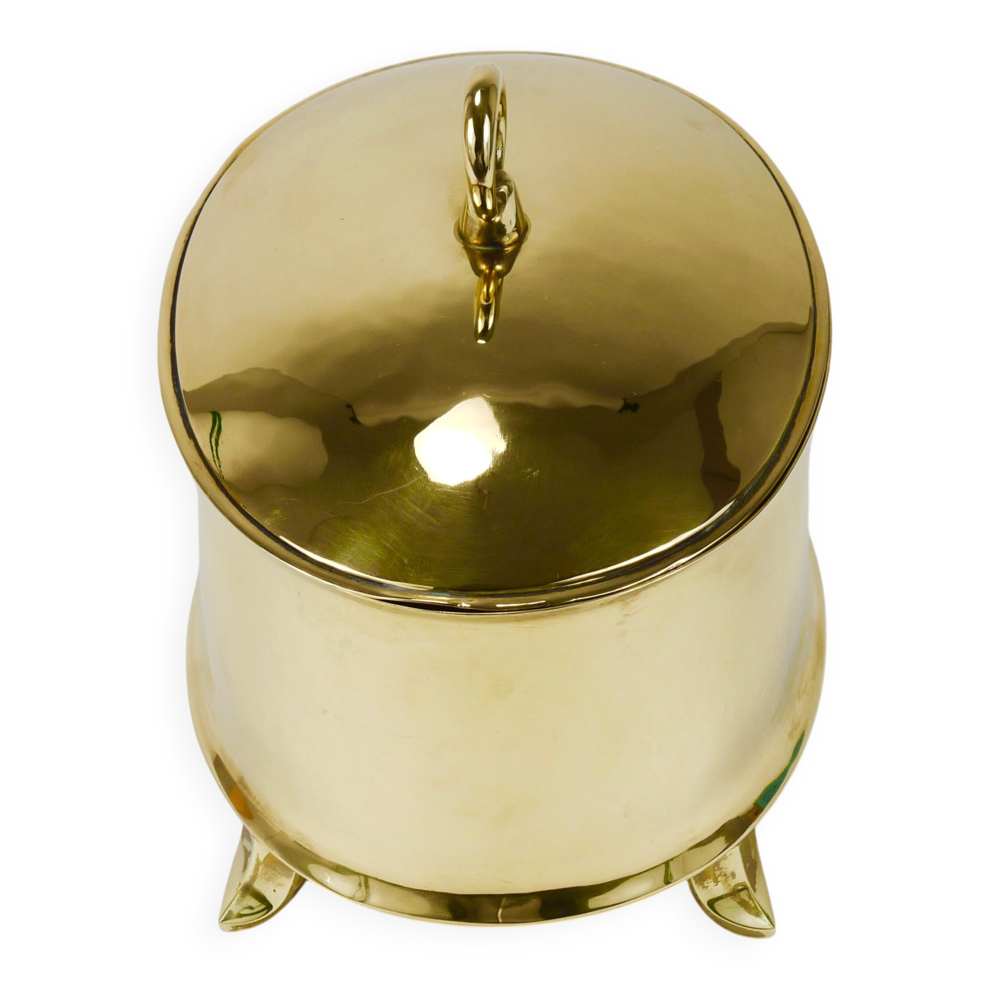 Boîte à couvercle ou bol en laiton Art Nouveau d’Otto Prutscher, Melzer & Neuhardt, années 1920