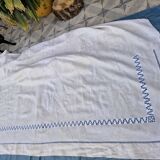 Old linen sheet with return - EP monogram & large handmade openwork - 2
