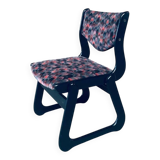 Mid-Century Modern Black Stained Wood Dining Chairs, 1970s, Set of 4