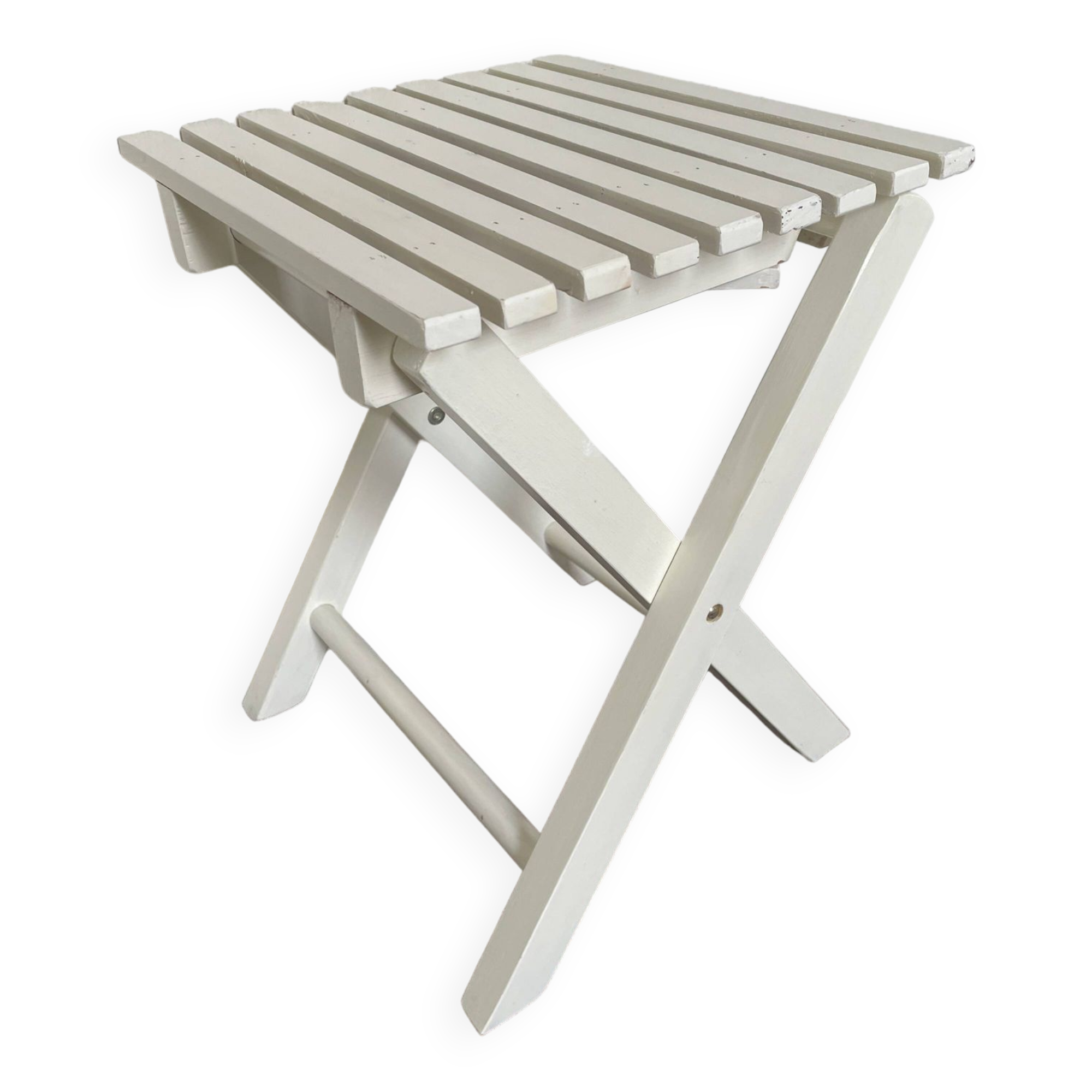 Tabouret de pêche à lattes vintage