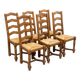 6 chaises bois massif sculpté et paillées dossier haut type ferme