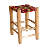 Tabouret bouchérouite 50 cm en bois de citronnier et coton recyclé