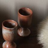A set of 2 vintage marbled stoneware mazagrans