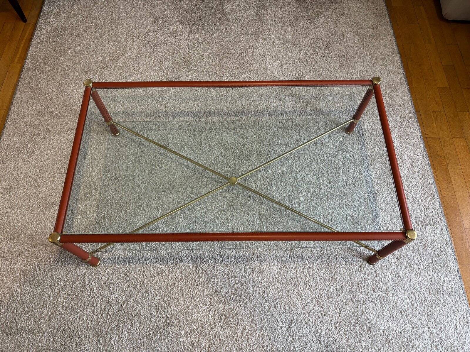 Coffee table in the style of Jacques Adnet, France, 1960s