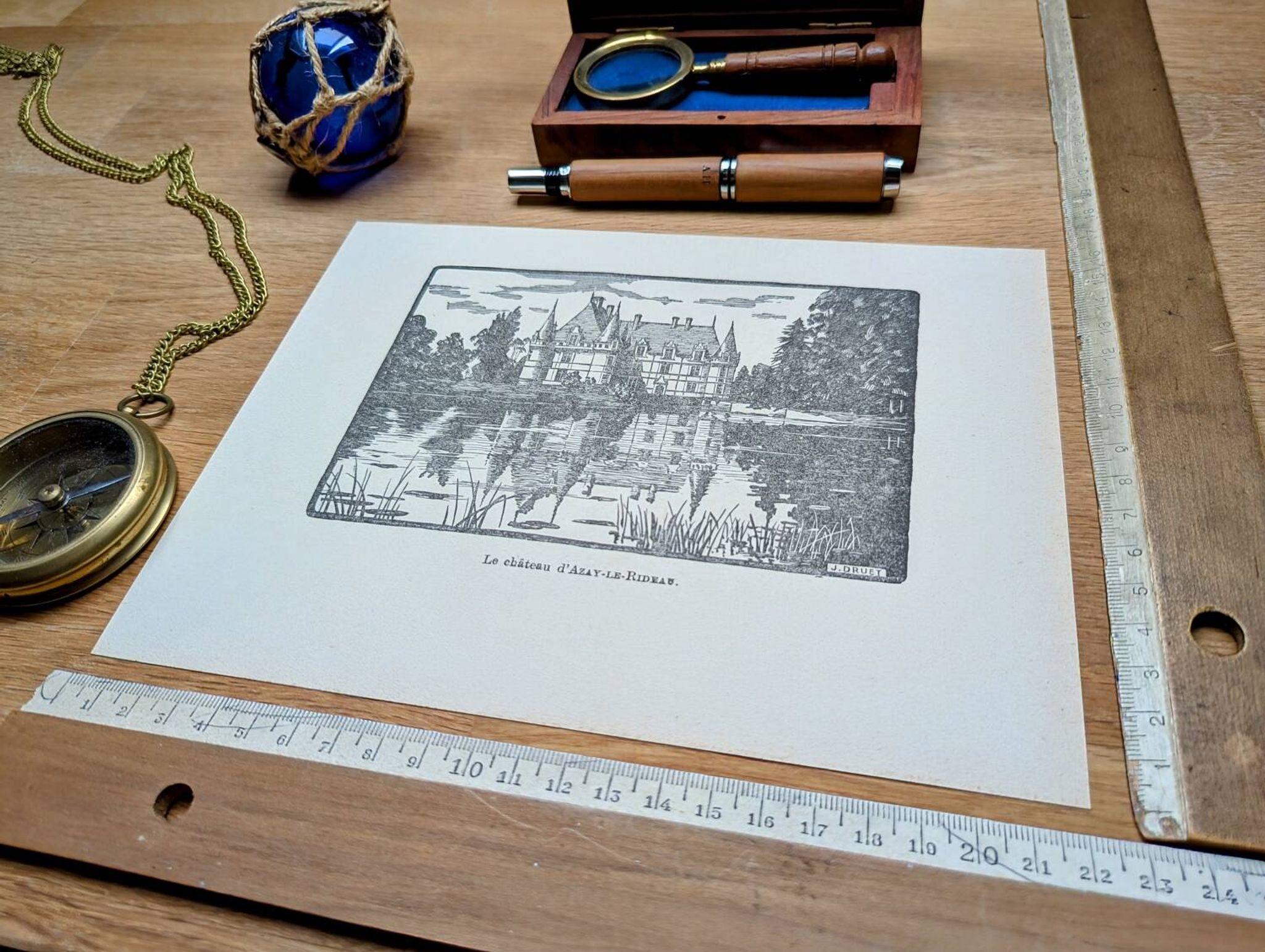 Printed in 1933, the castle of Azay-Le-Rideau, Indre-et-Loire.