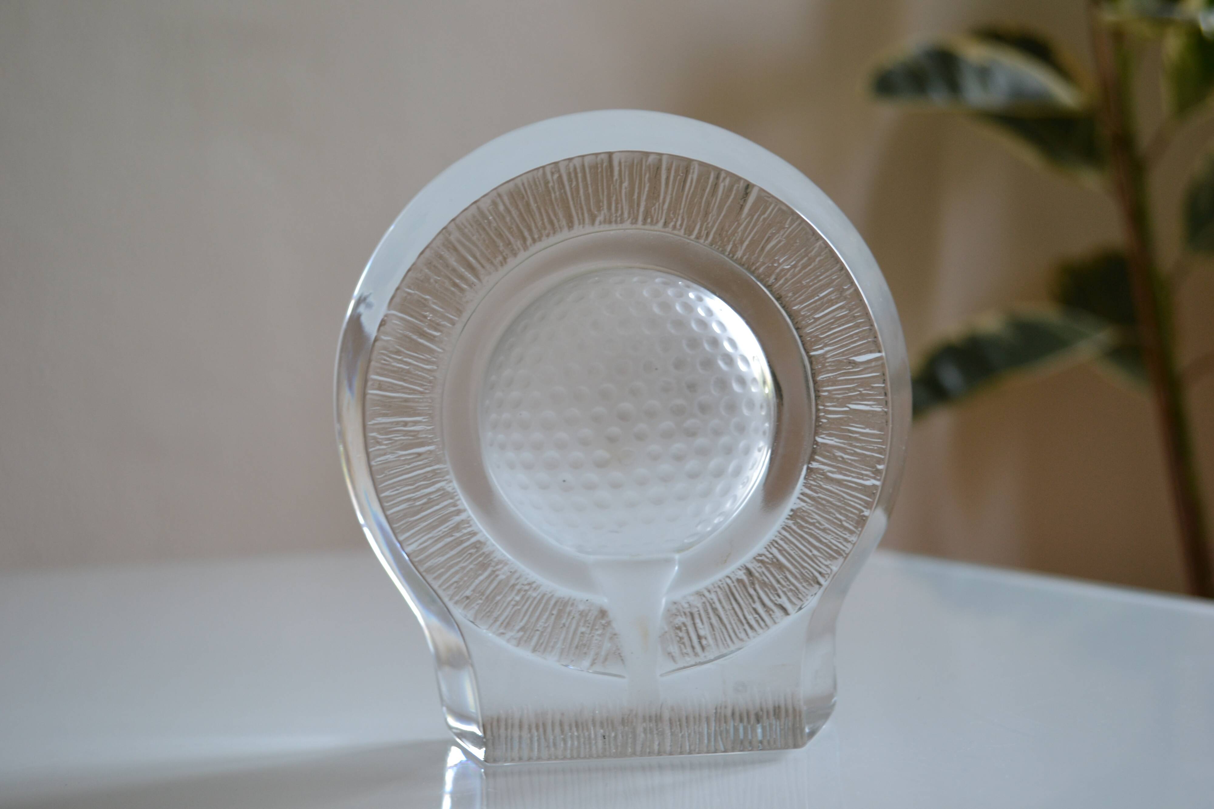 Golf crystal pocket emptier or paperweight by Nybro of Sweden