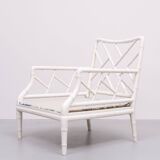 Faux Bamboo Chippendale lounge chair. 1970s France