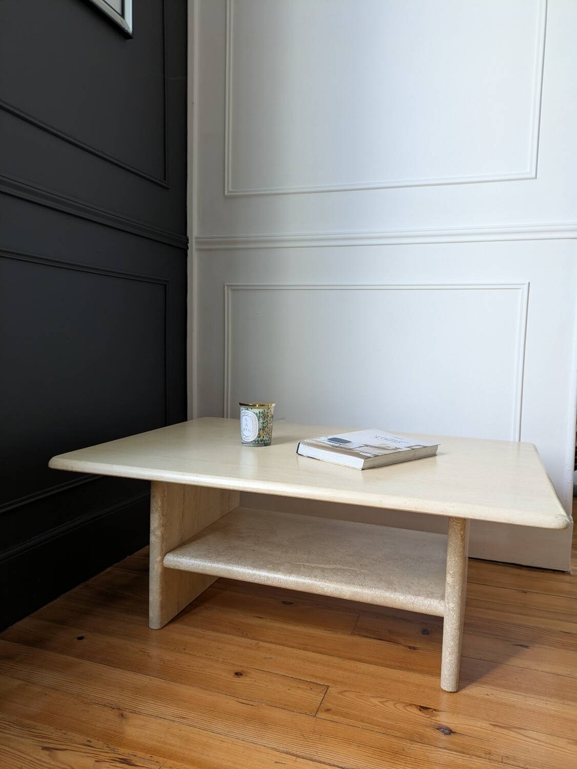Vintage coffee table in travertine