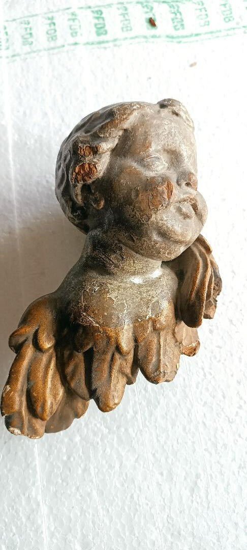 Gilded and silvered wooden angel's head, 18th century