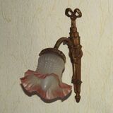 French Bronze Empire Style Ribbon & Bows Wall Light with Frilled Glass Shade 5140