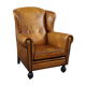 Antique armchair in patinated sheepskin