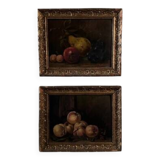 Pair of still lifes, oils on cardboard, fruits, 20th century by L. Gauthier