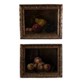 Pair of still lifes, oils on cardboard, fruits, 20th century by L. Gauthier