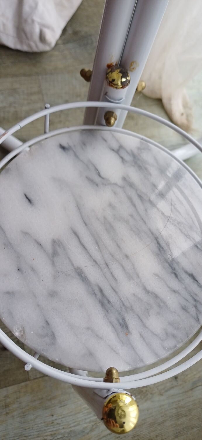 Planter stand triptych metal and marble