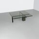 KW-1 glass and travertine coffee table by Hank Kwint for Metaform 1980s