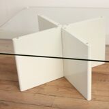 Wood and glass coffee table , France, circa 1980