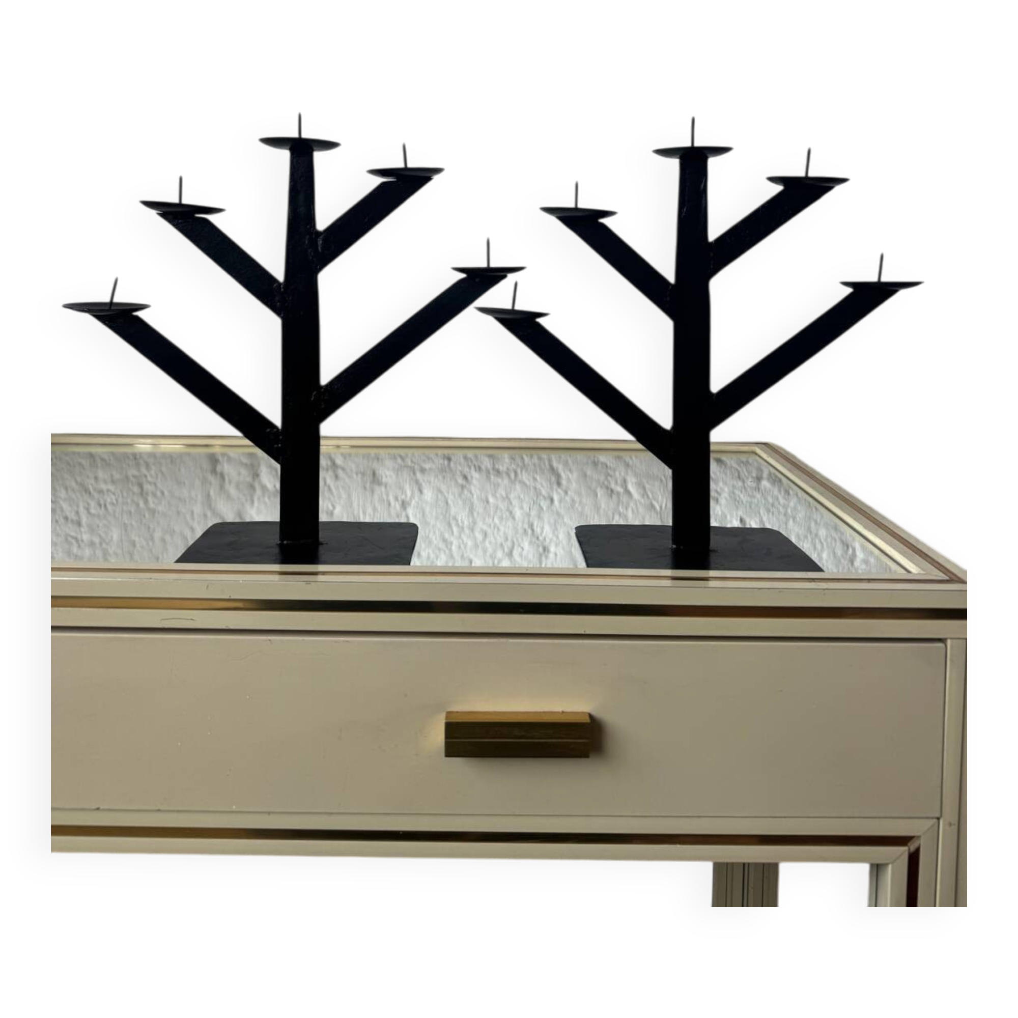 Wrought iron chandeliers, 1980s Habitat style