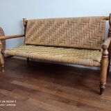 Wooden bench and rope around 1950