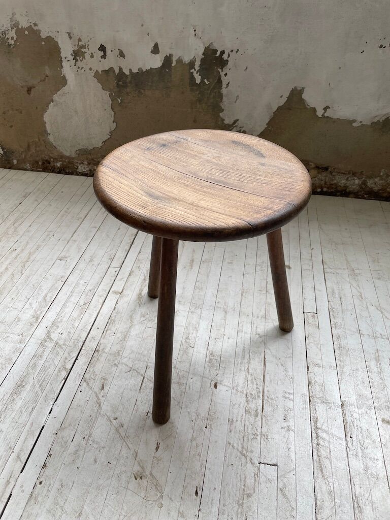 French tripod oak stool 50